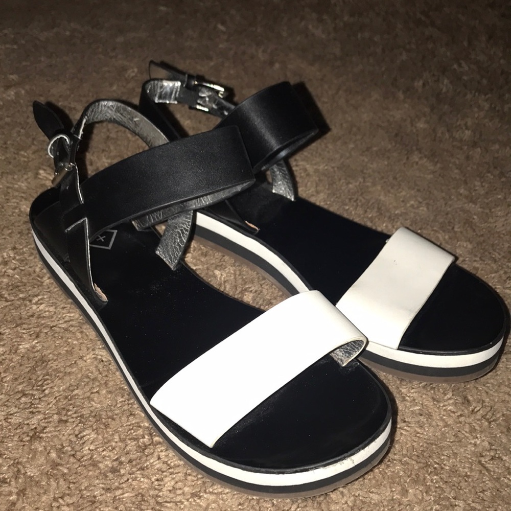 Black and white sandals